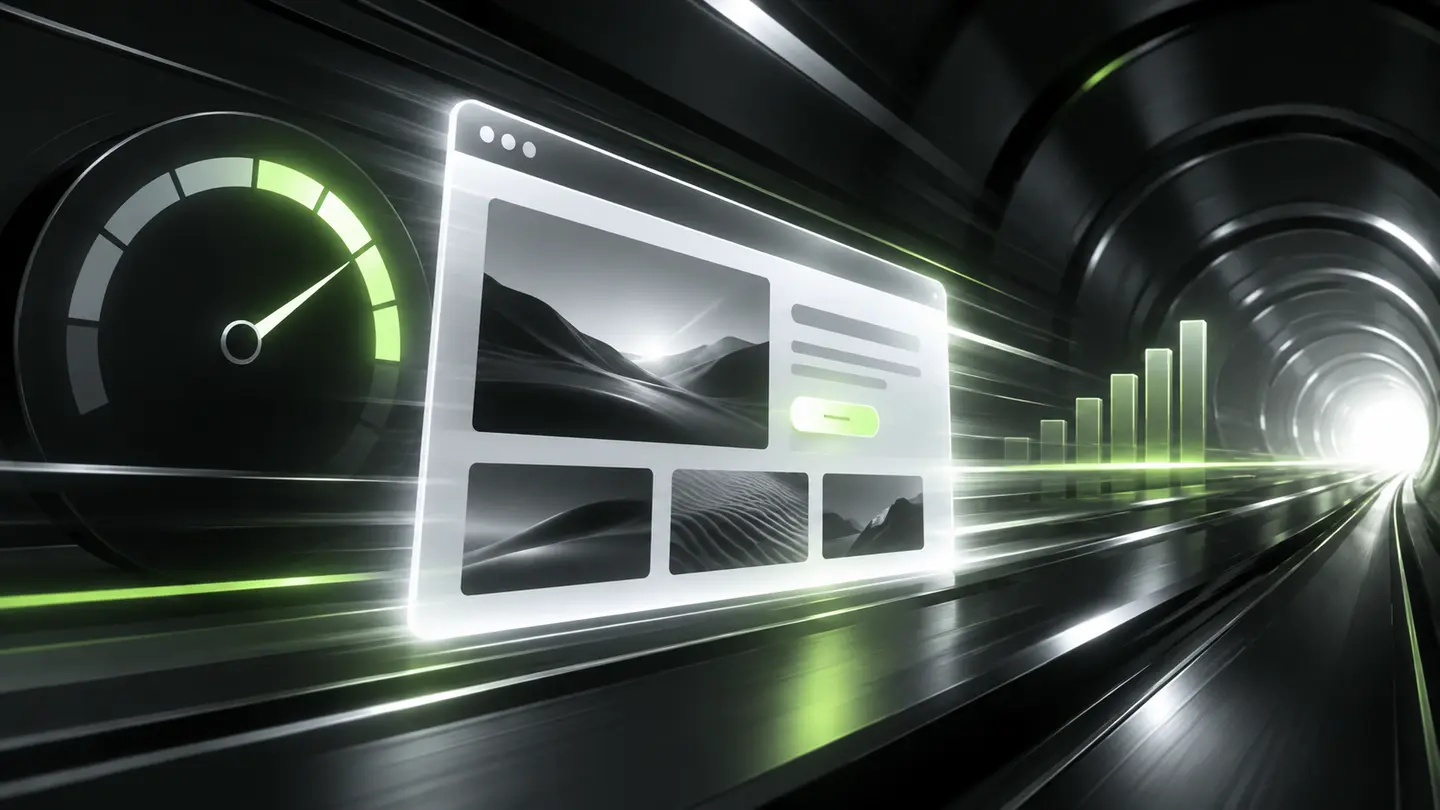 Interfaz web optimizada representada a gran velocidad