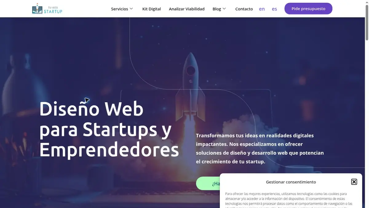 Vista de Tu Web Startup